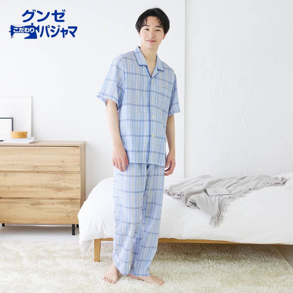 綿100％ クレープ パジャマ 半袖長パンツ【送料無料】【SALE】